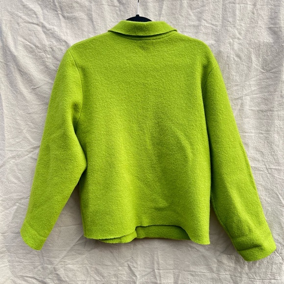 Eileen Fisher Green Wool Collar Coat - Picture 3 of 5